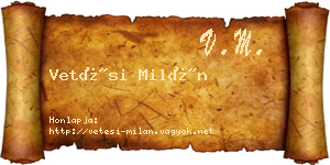 Vetési Milán névjegykártya