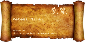 Vetési Milán névjegykártya
